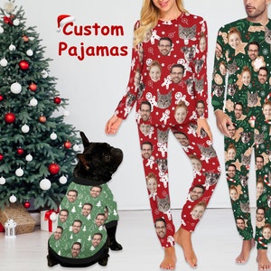 Personalized Family Christmas Pajamas,Custom Pajama Set,Family Christmas Photo Pajamas,Long Sleeve Pajama Set,Anniversary Gifts For Couple