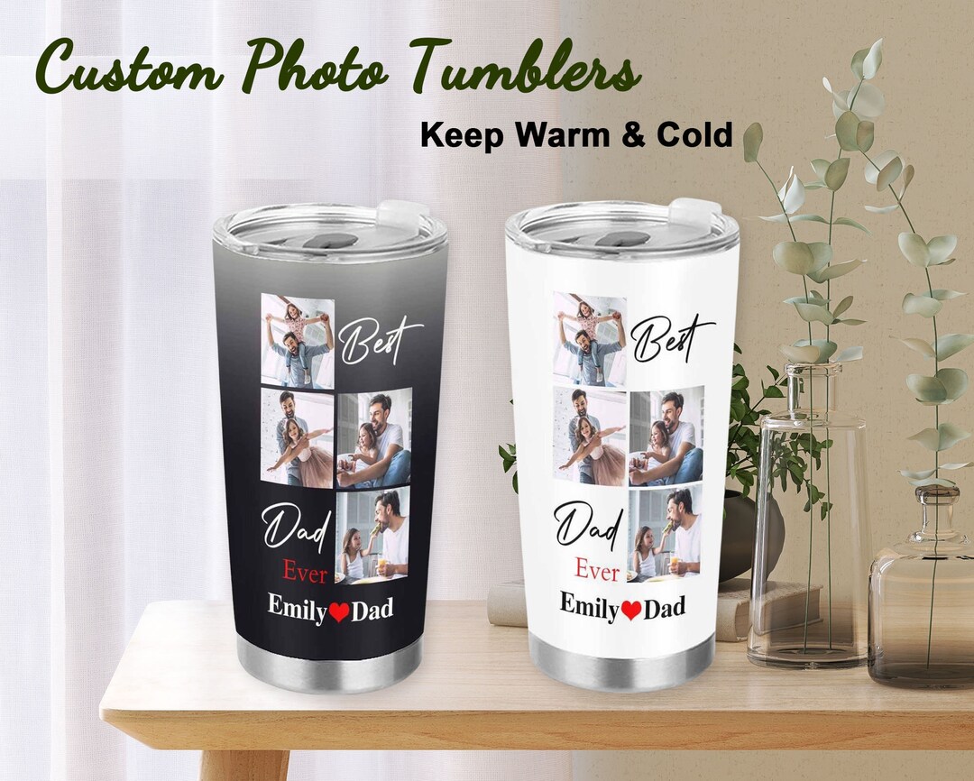Personalized Photo Tumblers for Dad, Custom Photo Travel Mug, Personalized Photo Tumbler Cup