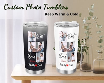 Personalized Photo Tumbler For Dad, Custom Travel Mug
