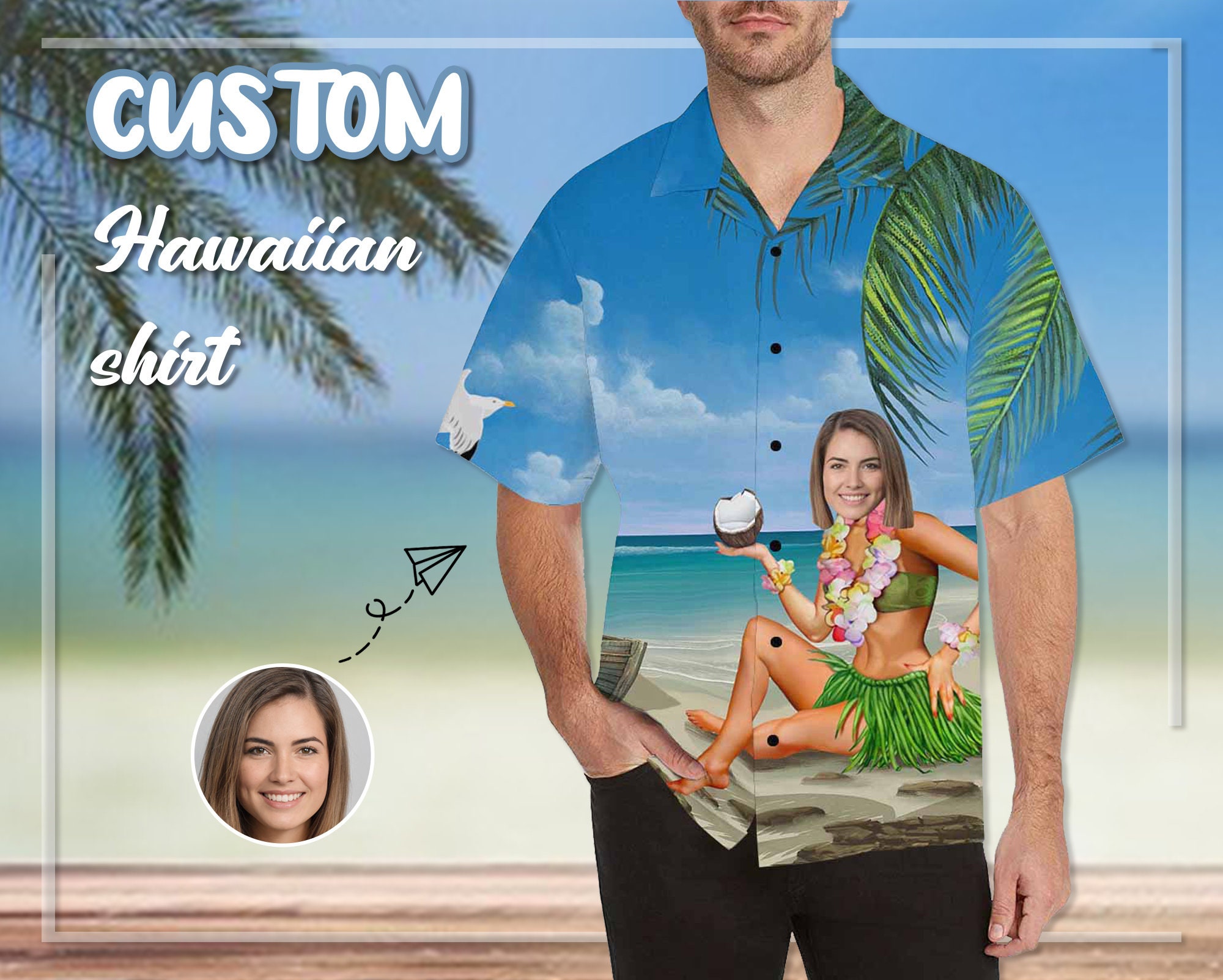 Custom Face Summer Men's All Over Print Hawaiian Shirt - Etsy