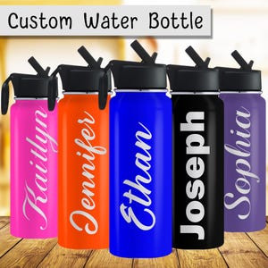 Personalized Insulated Water Bottle with Straw Lid: Custom Name/Logo