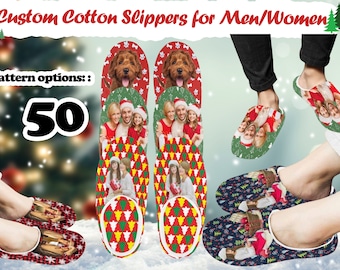 Custom Photo Cotton Slippers, Personalized Christmas Gift