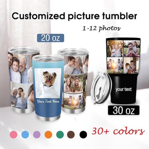 Personalized Tumbler with Dog Photo,Custom Photo Travel Mug,Custom Tumbler with text,Personalized Photo Tumbler,Custom father's day gift.