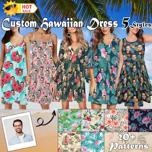 Custom Floral Hawaiian Shirt Dress,Personalized Photo Summer Vacation Dress,Women Dress for Bachelor Party,Mother's Day Gifts for GirlFriend