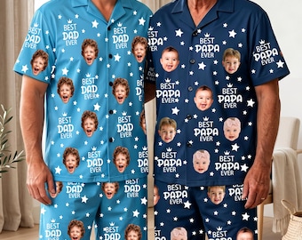 Custom Face Matching Family Pajamas, Personalized Photo Couple Sleepwear, Pet Face PJs