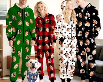 Custom Face Zip-Up Pajamas: Personalized Photo Pajamas Gift