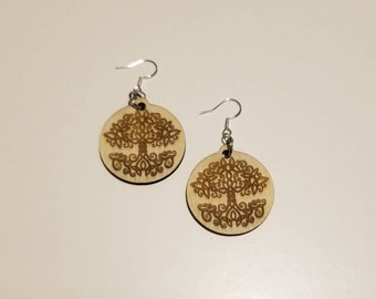 Brincos Árvore da Vida, brincos celtas, brincos de árvore, brincos de madeira, presente para mulheres, ideia de presente, enchimento de meia, ganchos de prata esterlina