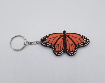 Butterfly keychain, customized keychain, woodburned butterfly keychain, wooden keychain, monarch butterfly key ring, personalized gift idea