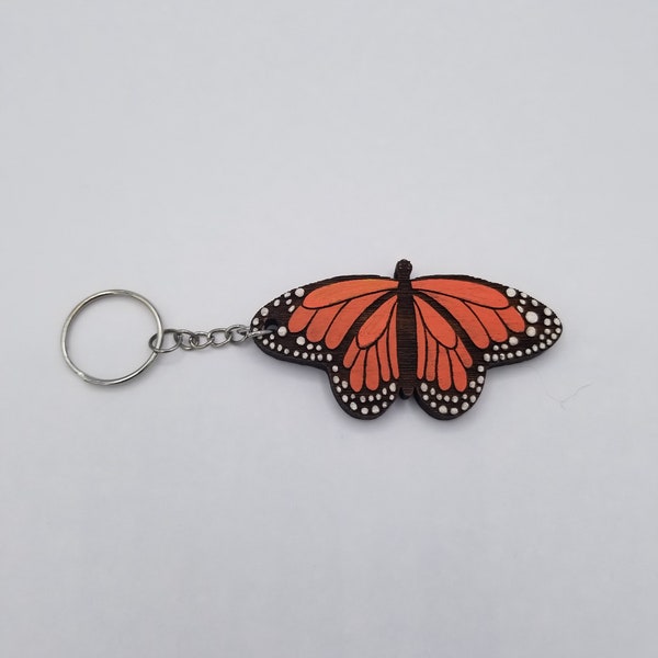 Butterfly keychain, customized keychain, woodburned butterfly keychain, wooden keychain, monarch butterfly key ring, personalized gift idea
