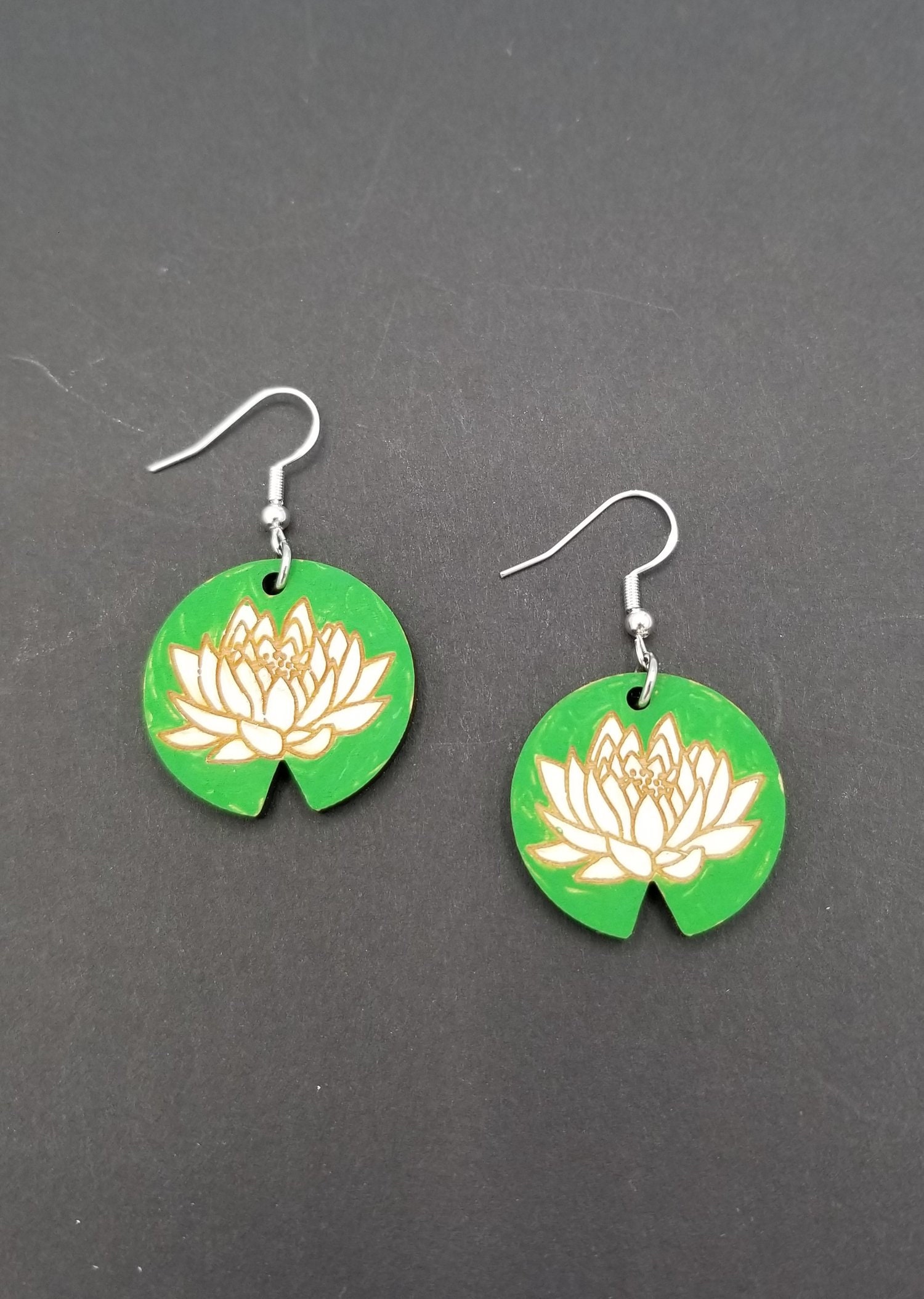 Marquetry Water Lily Earrings