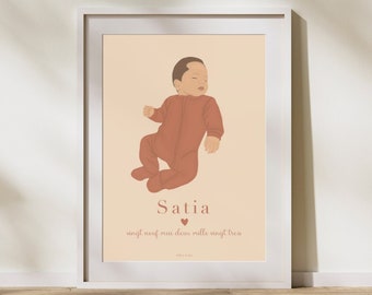 Affiche de naissance personnalisée style réaliste