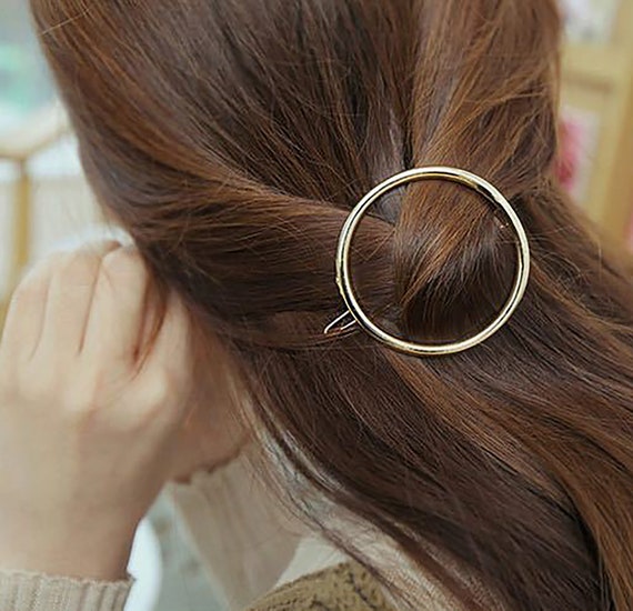 Circle Hair Clip Metal Hair Clip Minimalist Hair Clip Etsy
