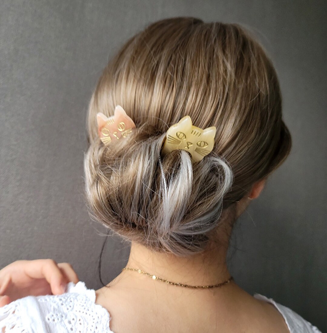 Kawaii Cat Hair Stick U Hairpin Minimalist Hair Fork Etsy