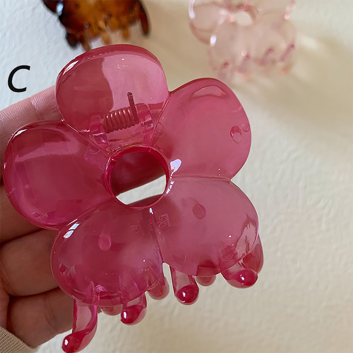Cute Korean Large Flower Hair Claw Clips Wash Face Hairclips Etsy