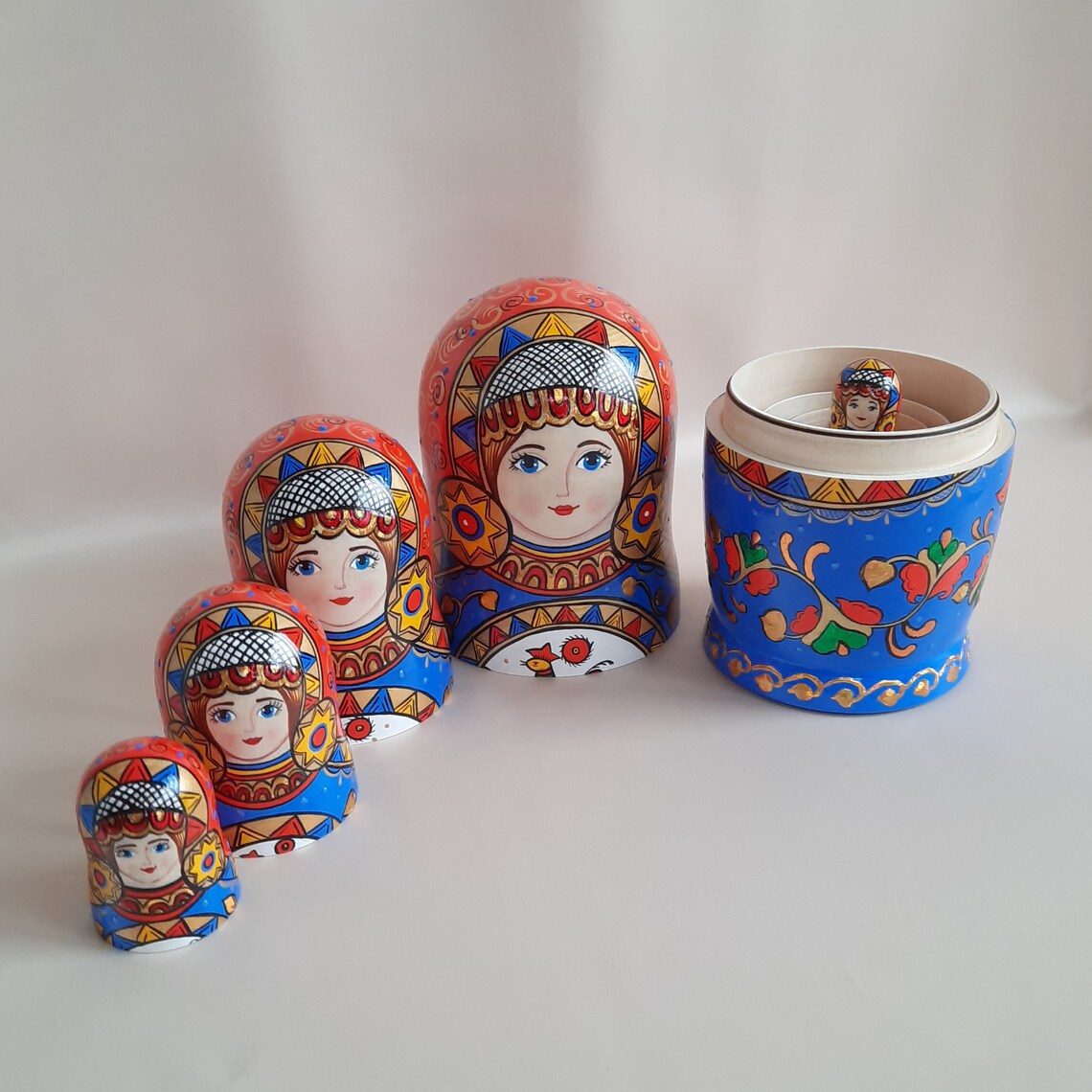 Toyvian Matroschka Puppen Set - Handbemalte Russische Holzpuppen Zum Nesting, Bunt