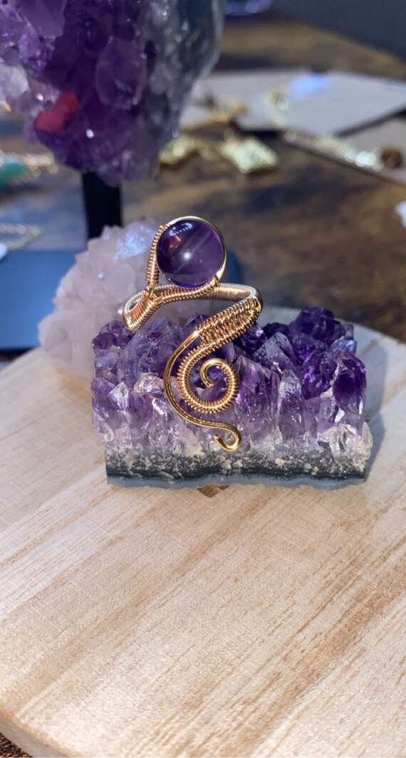 Amethyst adjustable ring deals