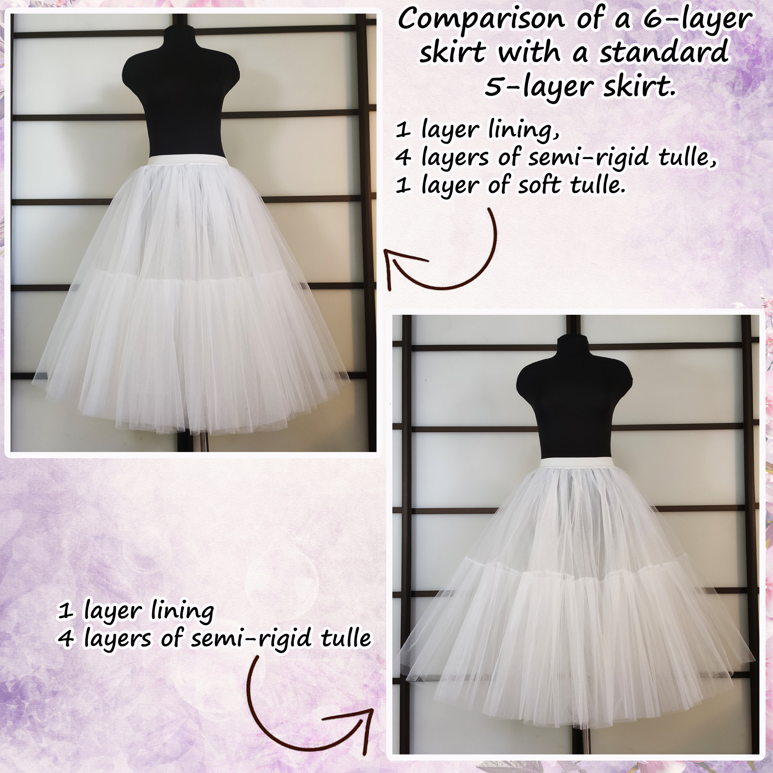 Petticoat from two types of tulle Plus size petticoat Lolita | Etsy