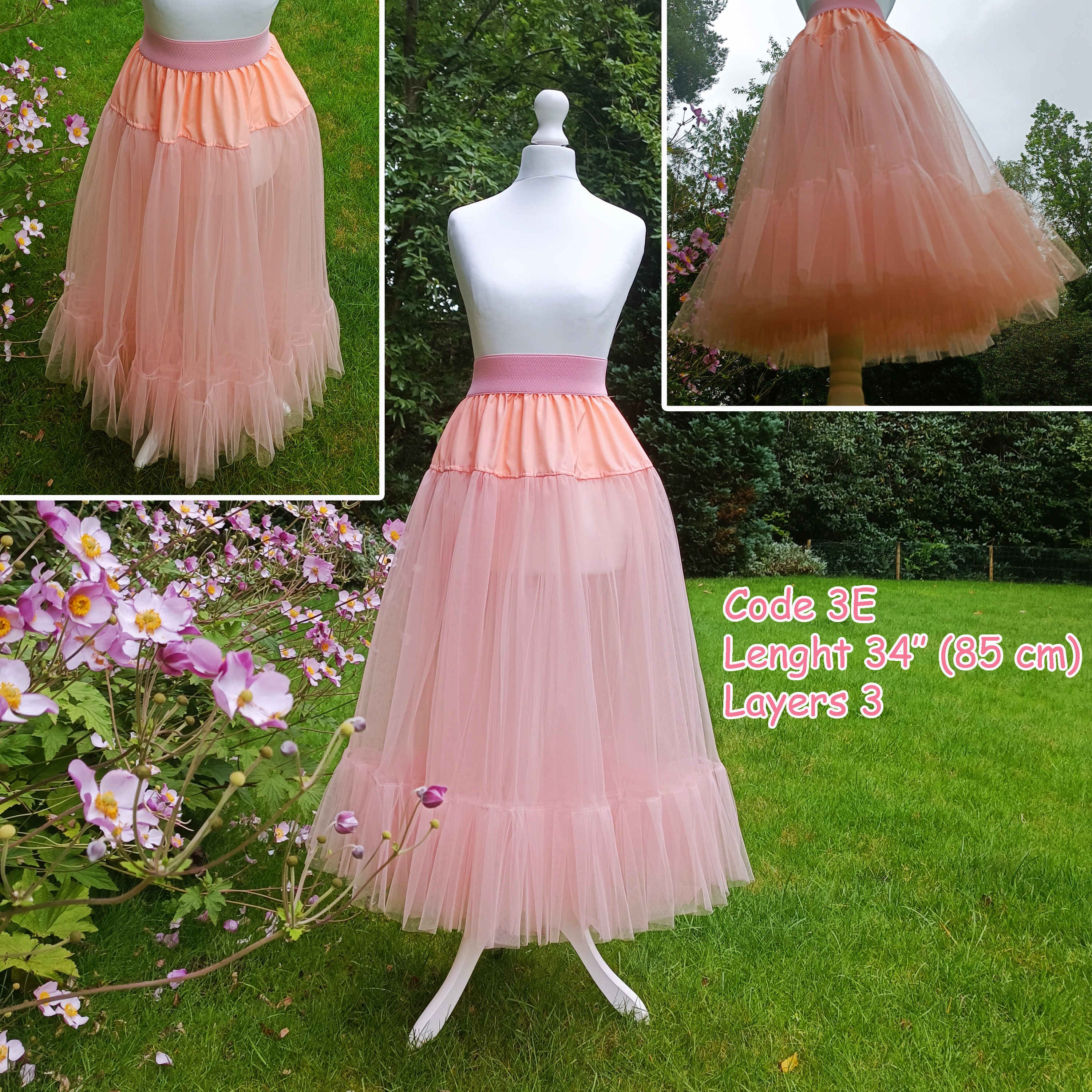 Tummy Control Petticoat 3 Tier Petticoat Petticoat Wedding Petticoat Quince  Petticoat Gown Petticoats Stretchy Waist Control 