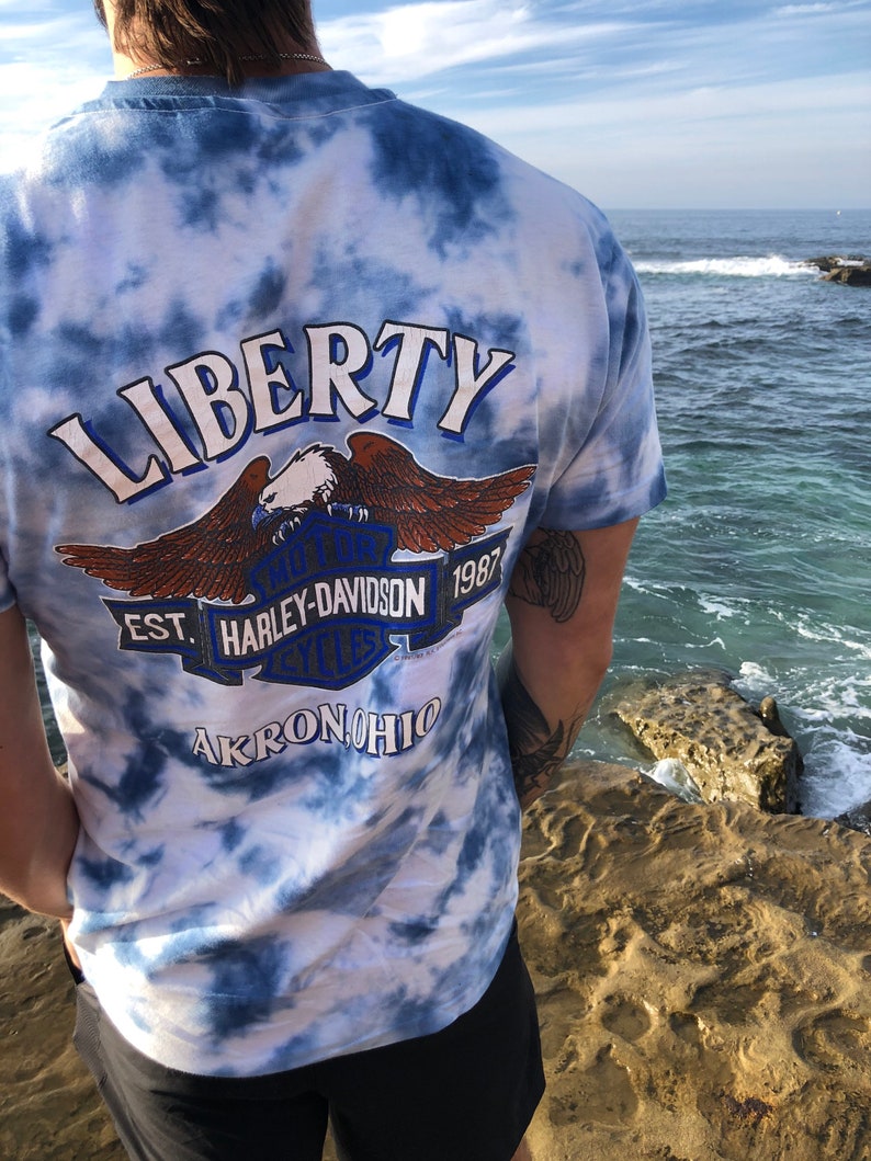 Size L California made VINTAGE Harley Davidson Tie Dye handmade Tshirt