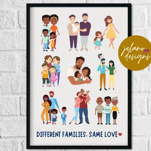 Different Families Same Love Poster Diverse Families Wall - Etsy Australia