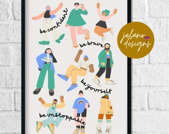 Girl Power Wall Art | Diverse Women Wall Art | Women Empowerment Poster | Positive Sayings Classroom Poster | DIGITAL DOWNLOAD