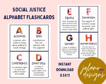 Social Justice Alphabet Flashcards | Human Rights Flashcards | Classroom Flashcards | Social Justice ABC's Flashcards | DIGITAL DOWNLOAD