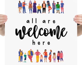 All Are Welcome Here Poster | School Inclusion and Diversity Poster | Teacher Classroom Decor | PHYSICAL POSTER