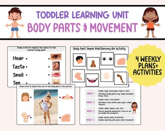 Body Parts & Movement Toddler Unit | Toddler Teaching Plan Printable | Preschool Daily Activities | Home Learning Schedule for Ages 1–3