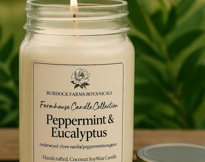 Mason Jar candle, 16 oz, Farmhouse kitchen candle,coconut soy candle,gift for her,gift for him,