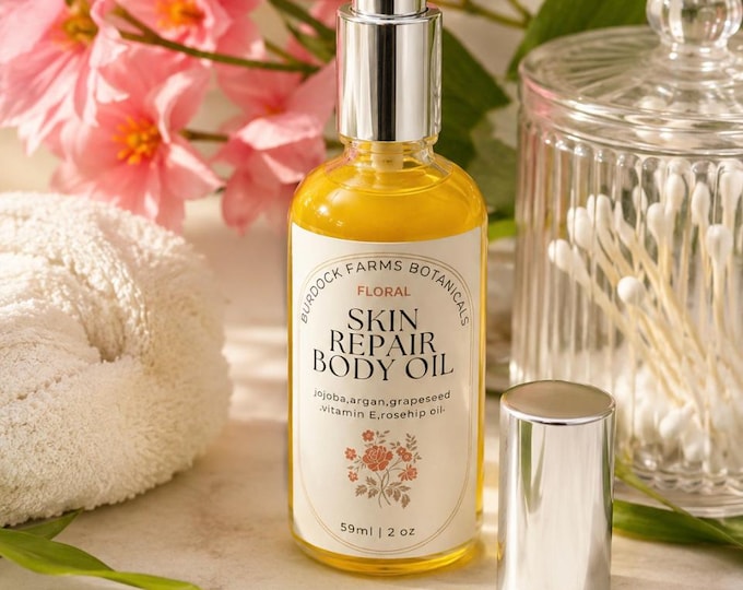 Handcrafted natural Body Oil,lightly scented,Botanical infused body oil,luxe body oil