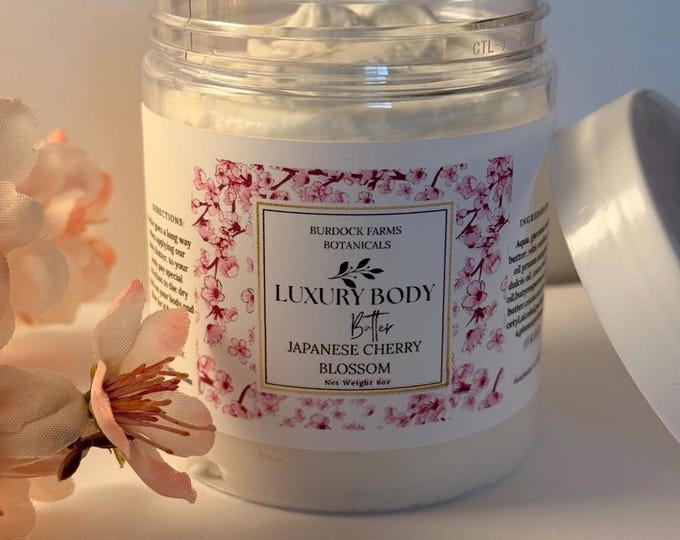 whipped Body Butter, 8 oz. natural vegan moisturizing and soothing butter with shea and cocoa butter,ideal gift for her or him