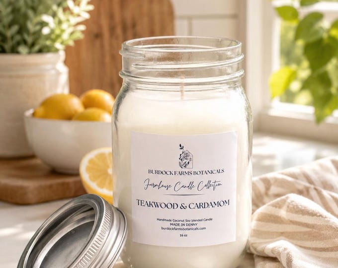 16 oz ,Coconut Soy, Mason Jar Candle,-handmade, Farmhouse, Scented Candle,-Natural, Home Fragrance, Gift.