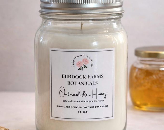 16 oz ,Coconut Soy, Mason Jar Candle,-handmade, Farmhouse, Scented Candle,-Natural, Home Fragrance, Gift.