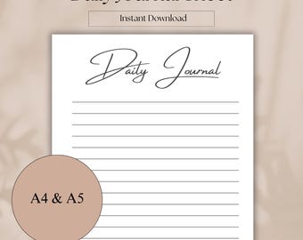 Daily Journal PDF | Daily Journal 2025 | Journal Template for Morning Pages | Cute Journal Template Daily Reflections | Journal Sheet Daily