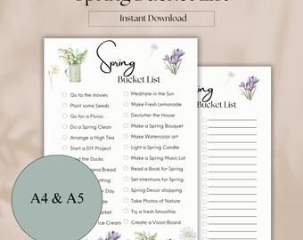 Lista delle cose da fare primaverili / Attività primaverili / Lista delle cose da fare carine in primavera / Attività per la primavera / Lista delle cose da fare compilabile / Lista delle cose da fare digitale A4 e A5