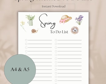 Spring Themed To Do List | Spring To Do List | Spring Activities | Cute To Do List | Daily To Do List Fillable | Daily Task List Printable