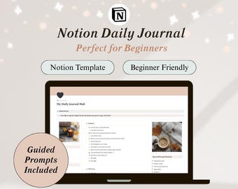 Notion Daily Journal for Beginners | Aesthetic Journal Hub with Guided Prompts | Monthly Reflection | ADHD Friendly | Easy to Use