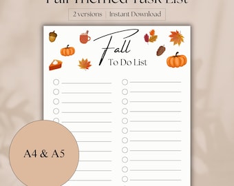 Fall To Do List Fillable | Bucket List Fall Planner Template | Cute To Do List | Printable Task List PDF | Autumn Bucket List | Hello Fall