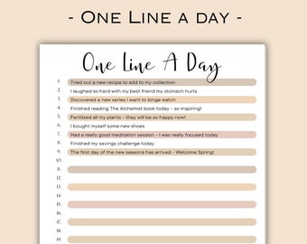 One Line a Day Printable | 5 Year Journal | Daily Gratitude Journal Template | Memory Tracker Daily Journal | Daily Diary | Digital Download