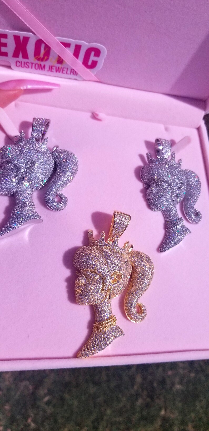 Trendy, Iced Out Princess ,necklace, Pendant, Statement Pieces ...