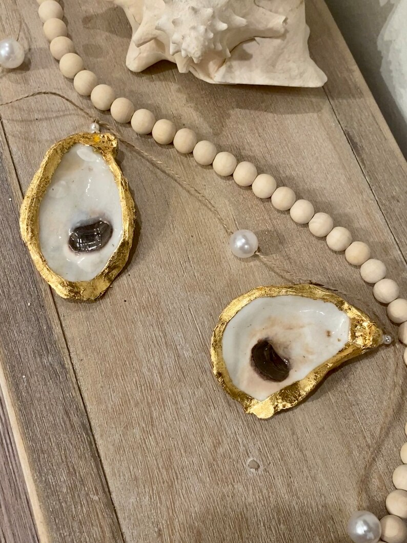 Gold Leaf Oyster Garland Shell Gold Christmas Gift Wedding Coastal ...