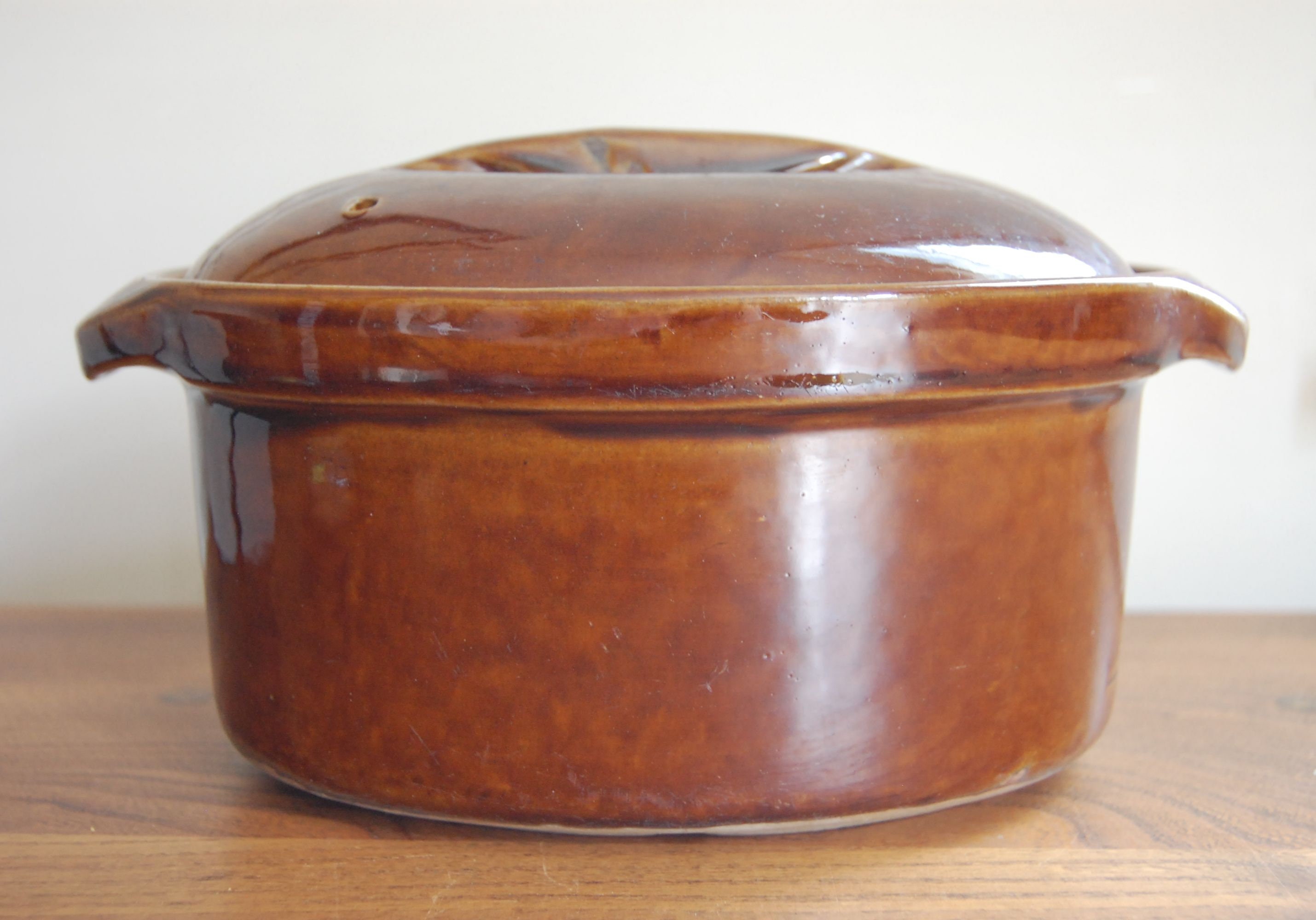 Casserole Dish Oval Lidded Brown Glazed Ceramic Terrine Etsy