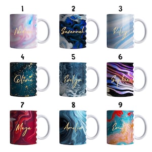 Personalized Marble Mug, Custom Name Marble Mug, Marble Look Mug, Wraparound Marble Mug Design
