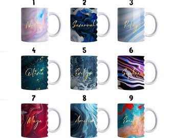 Personalized Marble Mug, Custom Name Marble Mug, Marble Look Mug, Wraparound Marble Mug Design