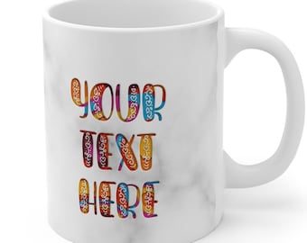 Personalized Marble Coffee Mug, Custom Name Marble Mug, Faux Marble Look Mug, Your Own Custom Text Mug, Wraparound Marble Mug Design