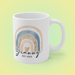 Personalisierte Boho Regenbogen Tasse, Oma Geschenke, Geschenke für Großmutter, Oma Geschenke, Personalisierter Text Keramik Kaffeetasse 11oz, Wähle deinen eigenen Namen