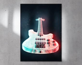 Bass Music Posters, Satin Posters, E-Bass Wall Art, Bass Guitar Wall Decor, Rock & Roll Posters, Instrument Digital Prints