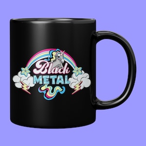 Black Metal Unicorn Coffee Mug, Funny Black Metal Mug, Metalhead Coffee Mug, Cute Unicorn Mug