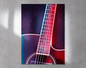 Acoustic Guitar Satin Posters, Western Guitar Poster, Steel Strings Guitar Poster, Country Music Wall Decor, Instrument Wall Art, Musician