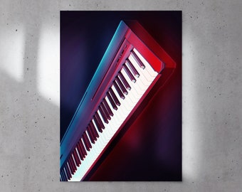 Keyboard Music Poster, Satin Posters, Keyboard Musician Wall Art, Instrument Poster Decor, Music Digital Prints Wall Hanging, Music Keys